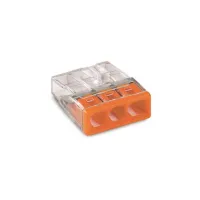 Quick connector - for cables - max. 2.5 mm² - 3-wire - transparent housing, orange cover