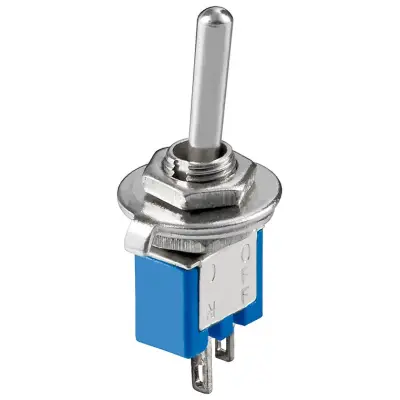 Subminiature Toggle Switch, ON - OFF, 2 Pins, Blue Housing