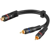 Audio Y Cable Adapter, 2x RCA Male to 1x Stereo RCA Female, OFC, Double-Shielded