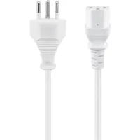 IEC Cord Switzerland, 2 m, White, (3*1 mm²)