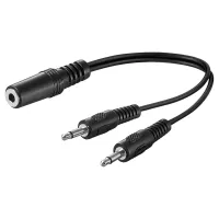 3.5 mm Audio Y Cable Adapter, 1x Stereo Female to 2x Mono Male