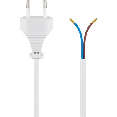 Cable with Euro Plug for Assembly, 1.5 m, White, (2*0.75 mm²)