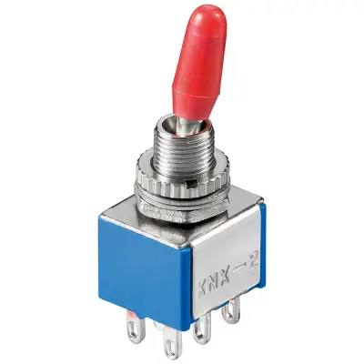 Toggle Switch Miniature, 2x ON - ON, 6 Pins, Blue Housing