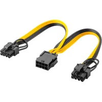 Power Supply Cable 8-Pin Female to Dual 6+2 Male for PCIe
