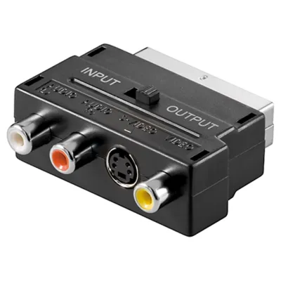 SCART to Composite Audio/Video and S-Video Adapter, IN/OUT