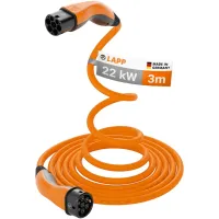Type 2 Self-Retracting Charging Cable, up to 22 kW, 3 m, orange