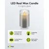 LED Real Wax Candle in Glass, 7.5 x 12.5 cm, Grey-Transparent