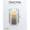 LED Real Wax Candle in Glass, 7.5 x 10 cm, Grey-Transparent