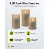 Set of 3 LED Real Wax Candles in Glass, Gold-Transparent, incl. 10x AAA (LR03)