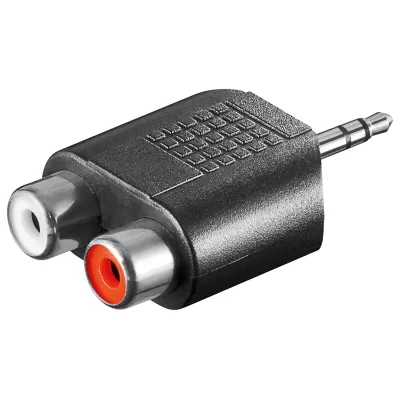 RCA Adapter, AUX Jack, 3.5 mm Male to 2x Stereo Female