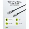 USB-C™ to USB-A Textile Cable with Metal Plugs (Space Grey/Silver), 1 m