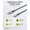 Lightning USB-A Textile Cable with Metal Plugs, 0.5 m
