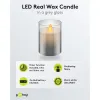 LED Real Wax Candle in Glass, 7.5 x 10 cm, Grey-Transparent