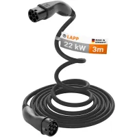 Type 2 Self-Retracting Charging Cable, up to 22 kW, 3 m, black