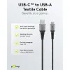 USB-C™ to USB-A Textile Cable with Metal Plugs (Space Grey/Silver), 1 m