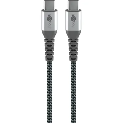 USB-C ™ to USB-C ™ Textile Cable with Metal Plugs (Space Grey/Silver), 1 m