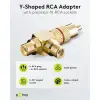 RCA Y Adapter, Male to 2x Female, Gold Version, red