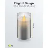 LED Real Wax Candle in Glass, 7.5 x 12.5 cm, Grey-Transparent