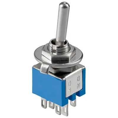 Toggle Switch Miniature, 2x UM, 6 Pins, Blue Housing