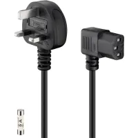 IEC Cord UK 90°, 2 m, black, (3*1 mm²)