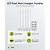 Set of 5 White LED Real Wax Rod Candles, incl. Remote Control