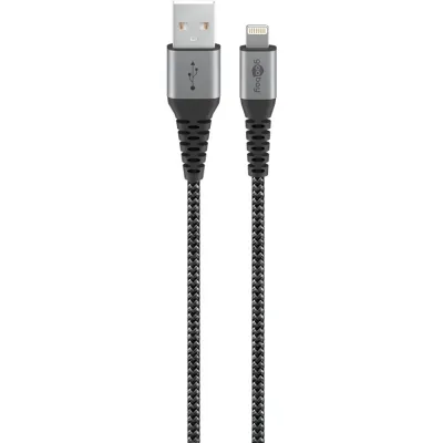 Lightning USB-A Textile Cable with Metal Plugs, 2 m