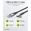 USB-C™ to USB-A Textile Cable with Metal Plugs (Space Grey/Silver), 90°, 1 m