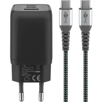 Set of USB-C™ Fast Charger Nano (65 W) and USB-C™ Textile Cable (1 m)
