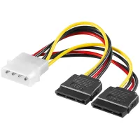 PC Power Cable Y-Shape, 5.25 Plug to 2x SATA