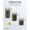 Set of 3 LED Real Wax Candles in Glass, Grey-Transparent, incl. 10x AAA (LR03)