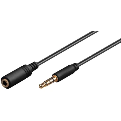 Headphone and Audio AUX Extension Cable, 4-pin 3.5 mm Slim, CU