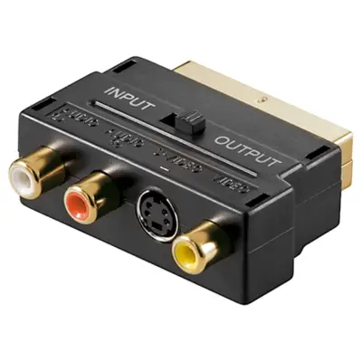 SCART to Composite Audio/Video and S-Video Adapter, IN/OUT