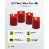 Set of 4 LED Real Wax Candles, red, incl. 12x AAA (LR03)