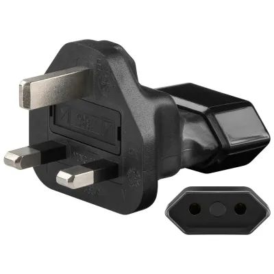 Mains Adapter Europe to UK, Black