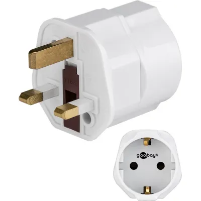 Travel Adapter Europe to UK, white