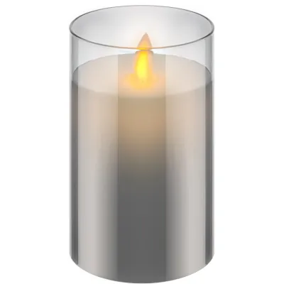 LED Real Wax Candle in Glass, 7.5 x 12.5 cm, Grey-Transparent