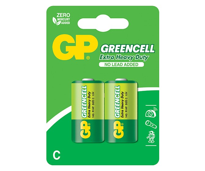GP Greencell Battery D R20 1.5V 2pc