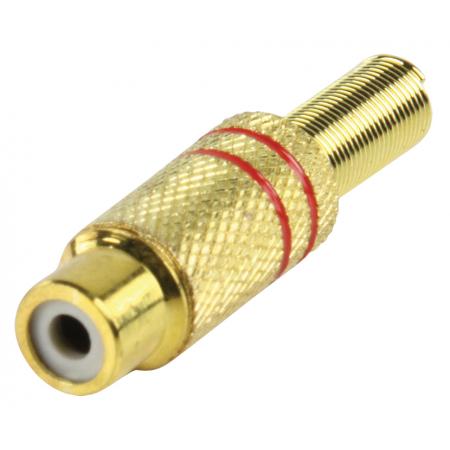 Гнездо разъём RCA для провода, металлический корпус Красное