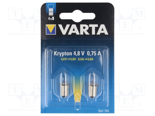 Lambid 4.8V krüptoon 750mA P13.5S kraega 2tk Varta