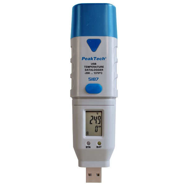 Логгер температуры, с датчиком K-типа, -200..+1370°C, USB