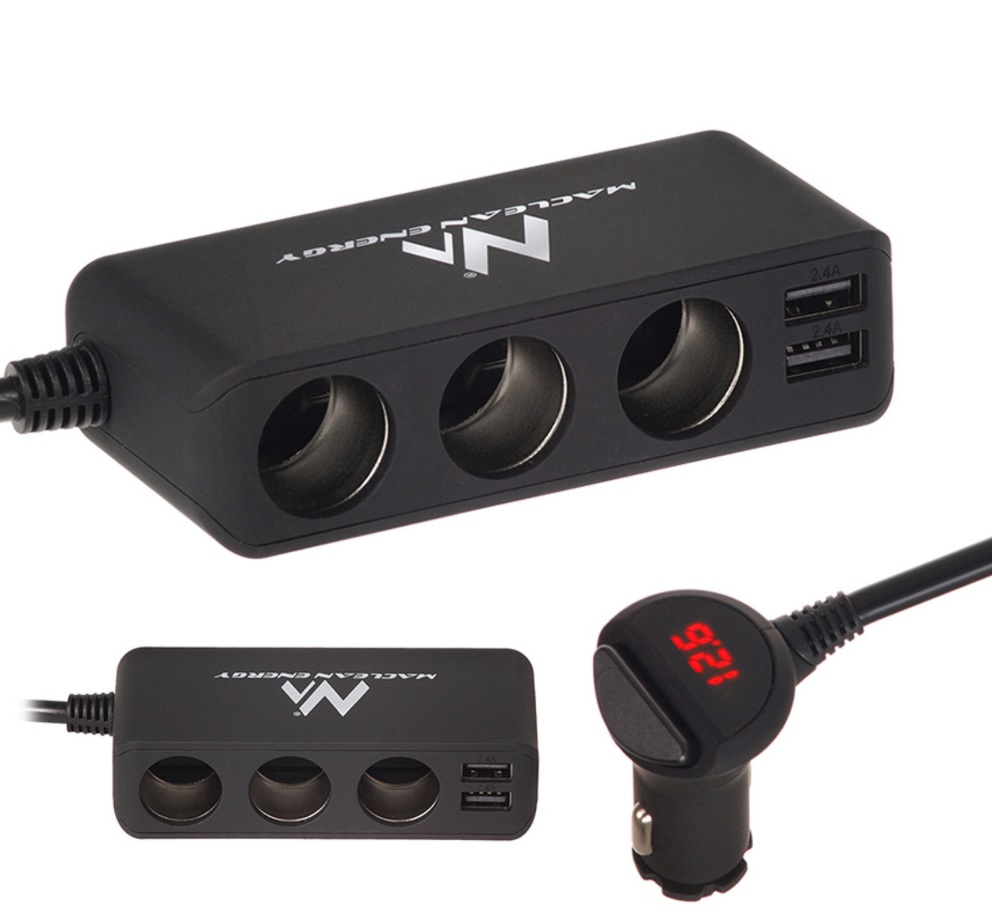 Car cigarette lighter plug - 3x socket 10A 2*USB 4.8A