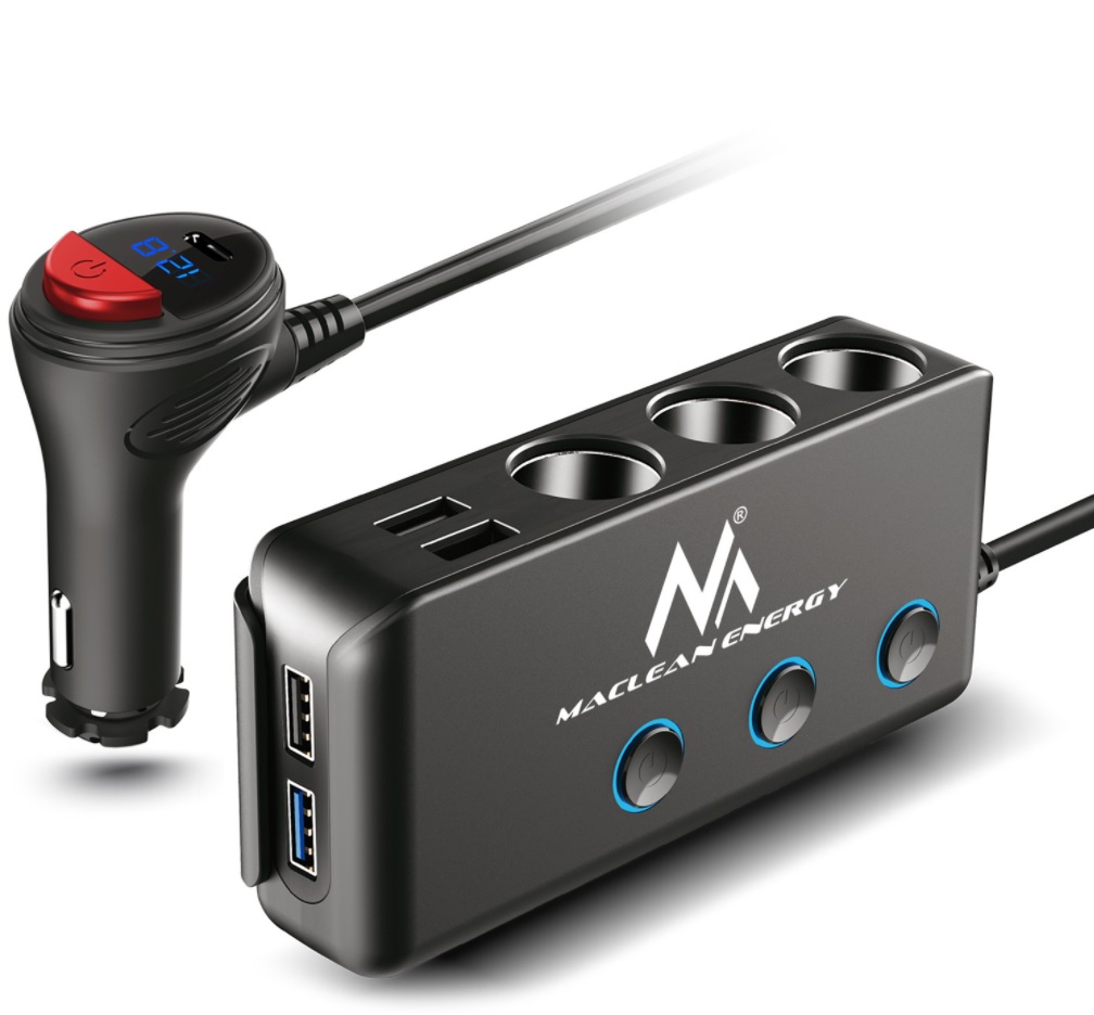 USB car charger - 3 car sockets 1x Quick Charge 3.0, 3xUSB 6.8A, 1x power source 18W, max 120W