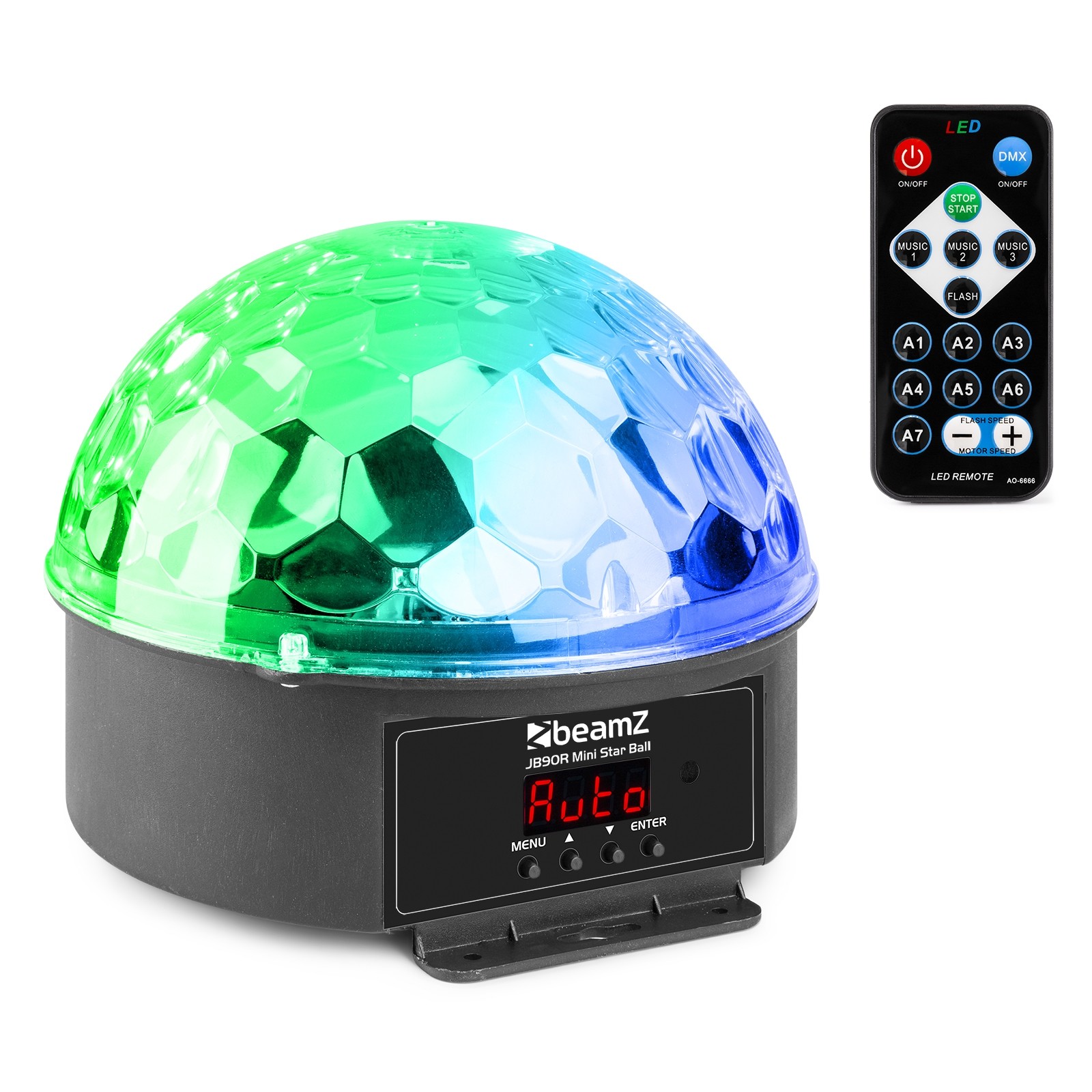 beamZ JB90R Mini Star Ball light effect, 9x1W LEDs, 9 colours, DMX, remote