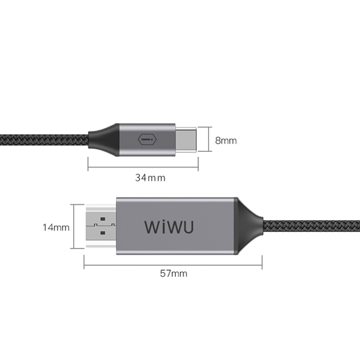 WiWU, Type C To HDMI Coaxial Cable – (2m) Black –