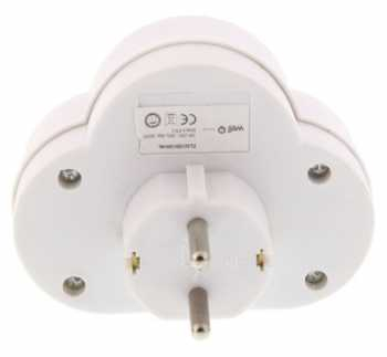 Plug wall tap to 2 Outlet sockets splitter with grounding 16A 230VAC IP20 with switch White