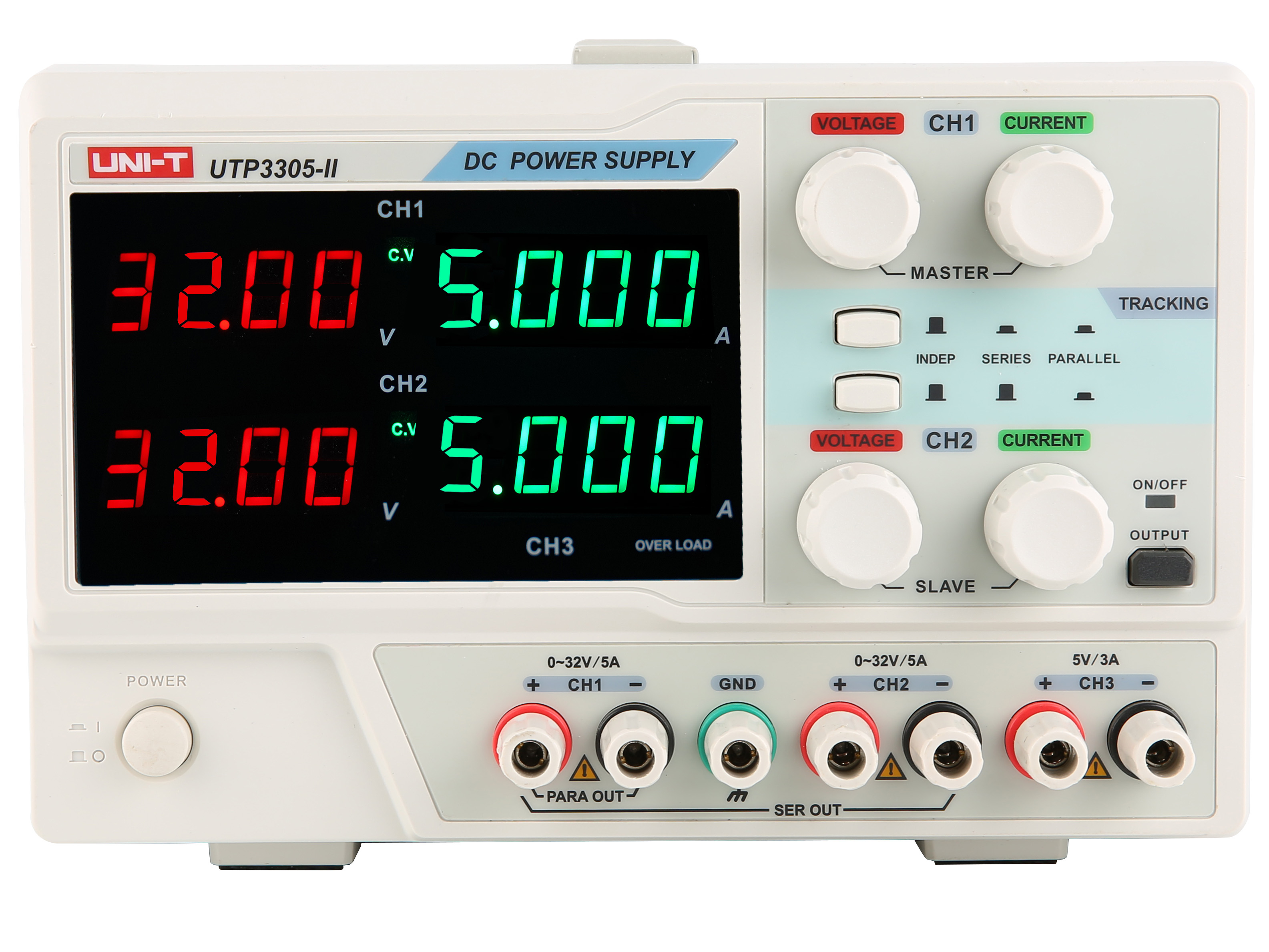 Лабораторный источник питания 2x0-32VDC 2x5A + 5V 3A, 4xLED tabloo UNI-T