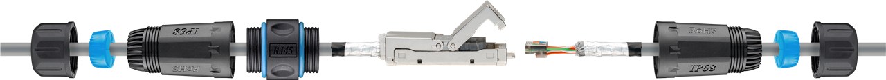 RJ45 - RJ45 CAT6A varjestatud STP LAN kaabli väli jätk veekindel IP68 500MHz 5-7.5mm