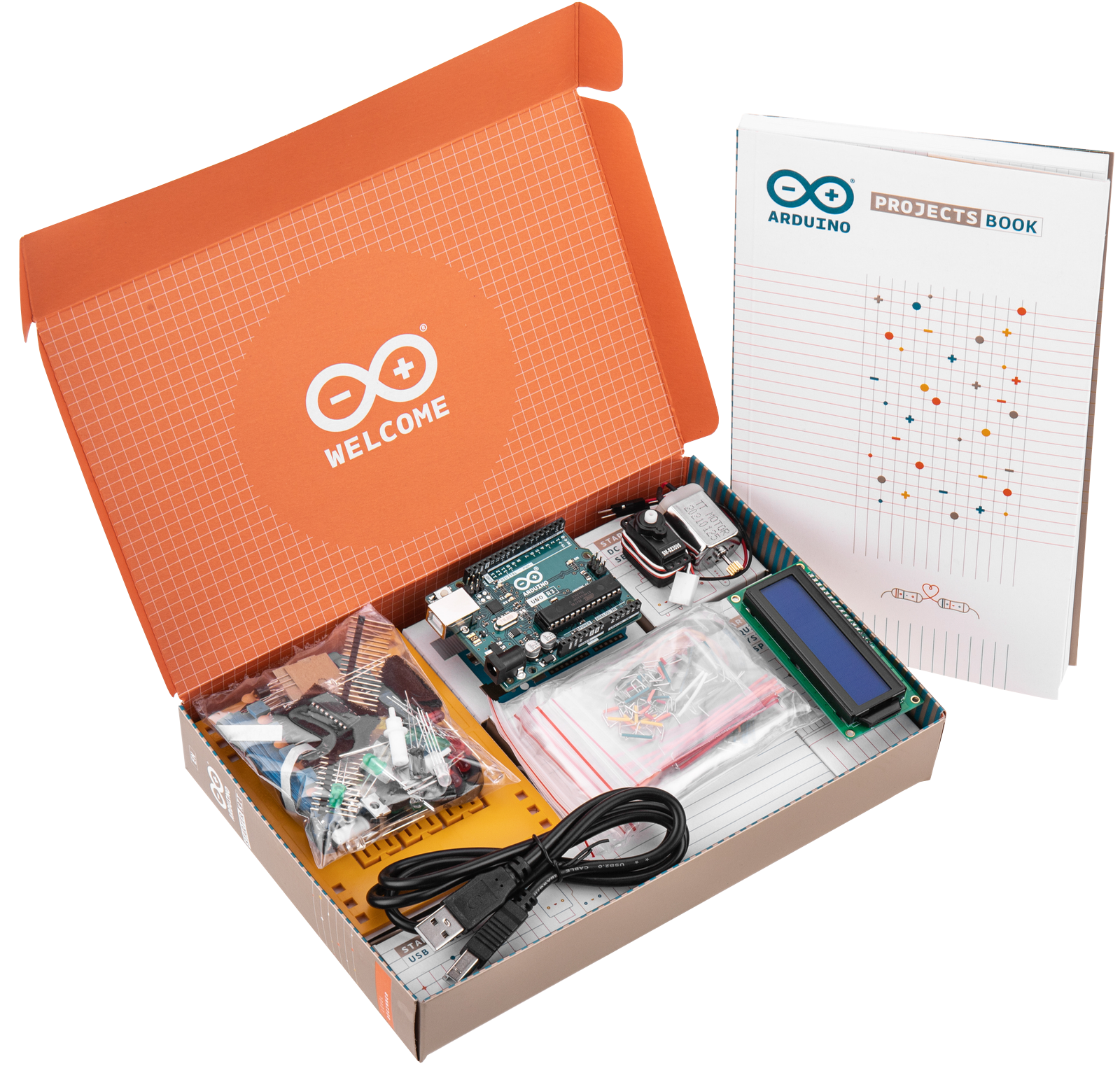 Arduino Starter Kit, Projects Book, Breadboard, Components Kit