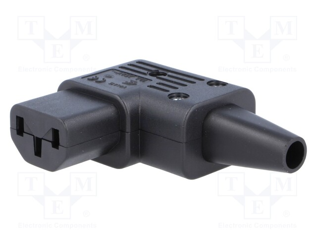 Power plug for cable with angle black 250V/10A