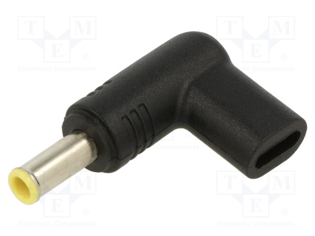 Adapter; USB C socket -> DC 5,5/3,0 plug; black; 100W; 5A